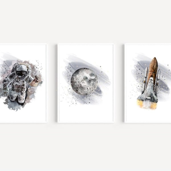 Space Prints, Space Posters, Boys Bedroom Prints, Lunar Prints, Moon Pictures, Rocket Prints, Moon, Astronaut, Space Shuttle