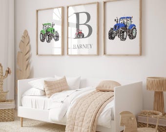 Personalised Tractor Prints, Boys Bedroom Decor, Nursery Wall Art, Tractor Decor