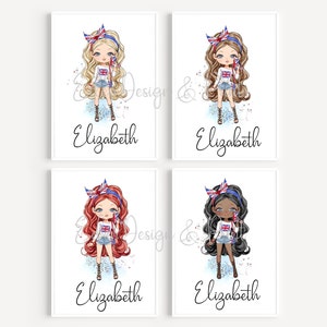 Girls Prints, Personalised Prints, Teenager Bedroom Decor, Personalised Gifts, Girls Bedroom Prints, Girls Pictures, Character Prints