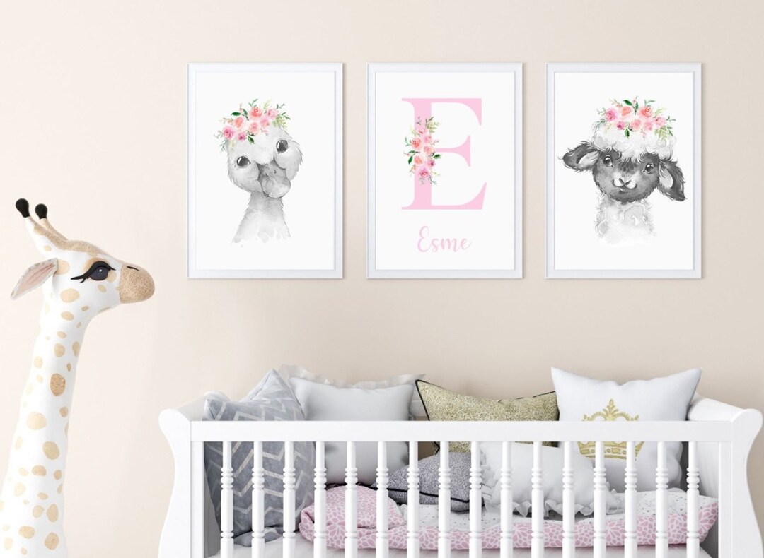 Farm Animal Print, Farmyard Animal Prints, Nursery Prints, Girls