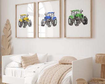 Tractor Prints, Boy's Bedroom Wall Art, Tractor Decor, Tractor Wall Art