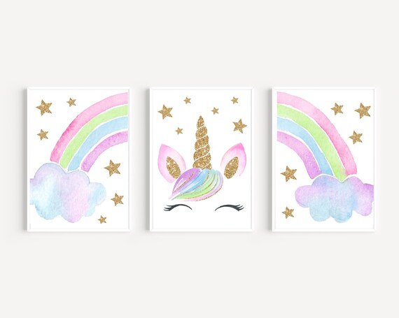 Unicorn Prints, Unicorn Pictures, Girls Bedroom Prints, Nursery Decor, Girls Bedroom Pictures, Girls Unicorn Decor, Rainbow Prints