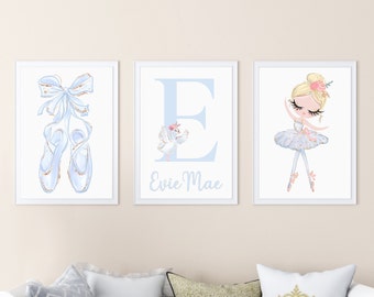 Ballerina Prints, Personalised Print, Girls Bedroom Prints, Ballet Dancing Prints, Girls Bedroom Decor, Girls Nursery Prints, Nursery Prints