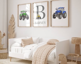Tractor Prints, Nursery Prints, Boys Bedroom Prints, Boys Room Prints, Nursery Decor, Red Tractor, Green Tractor, Blue Tractor, Home Decor