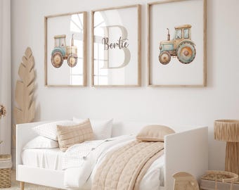 Personalised Tractor Prints, Boys Bedroom Decor, Nursery Wall Art, Neutral Nursery Prints