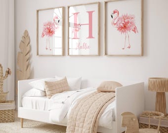 Flamingo Prints, Flamingo Decor, Kids Wall Art, Girls Room Decor, Set of 3