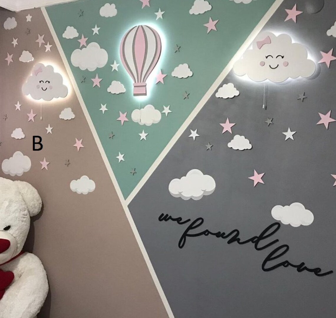 Childrens nightlight baby bedroom wall light wooden nursery Etsy