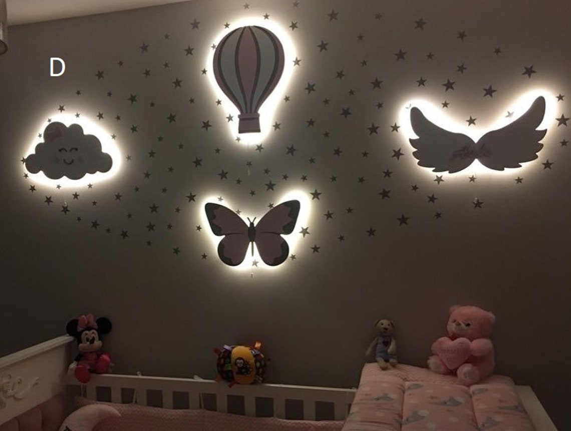 Childrens nightlight baby bedroom wall light wooden nursery Etsy