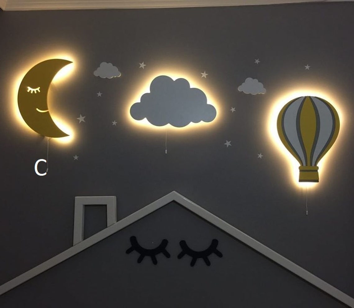 Kids furniture nursery lights ceiling wooden room children Etsy