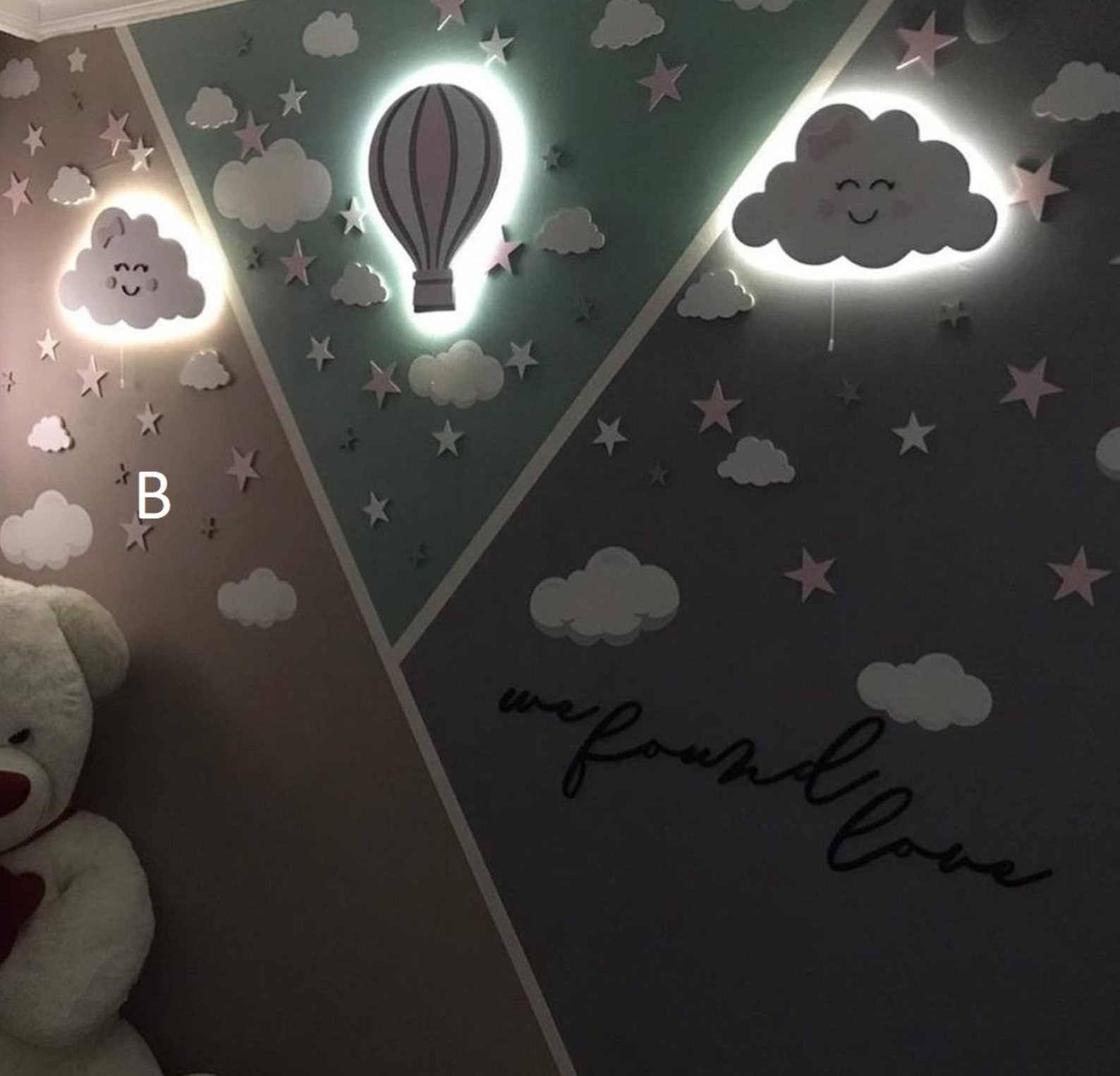 Childrens nightlight baby bedroom wall light wooden nursery Etsy