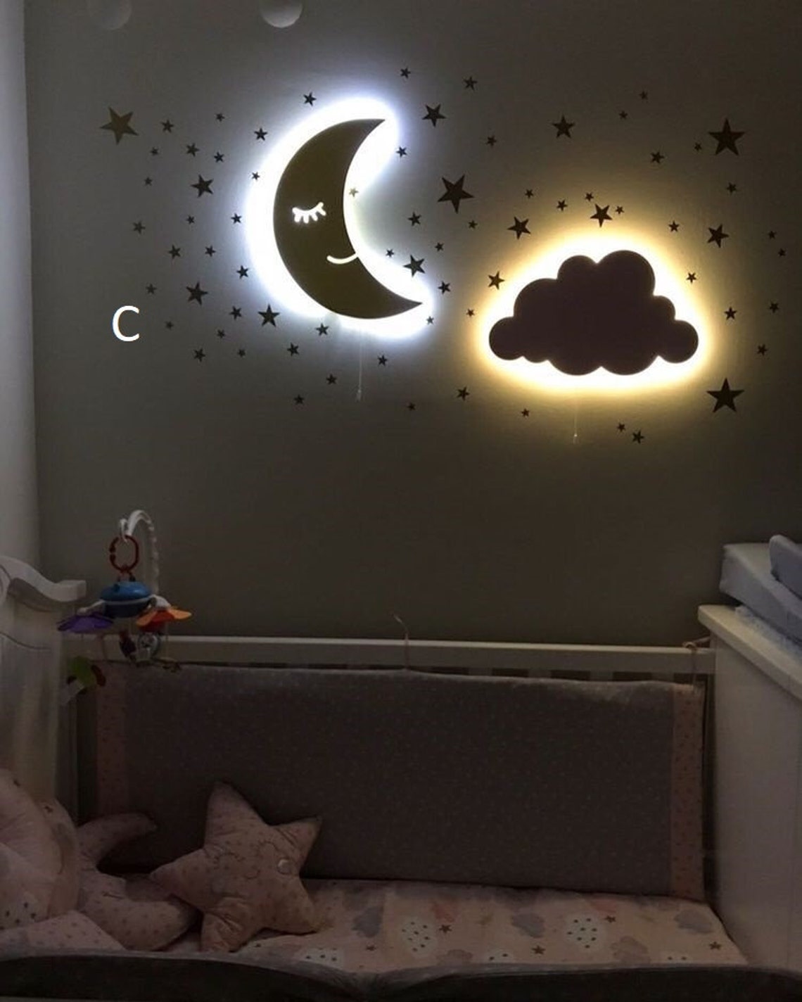 Childrens nightlight baby bedroom wall light wooden nursery Etsy
