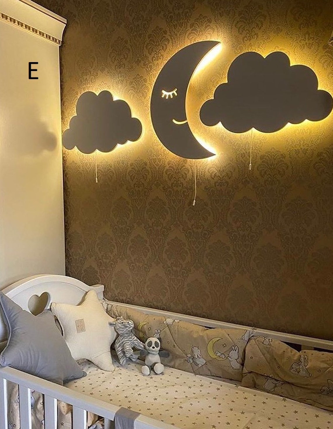 Children wooden lamp kid wall lights nursery light fittings Etsy