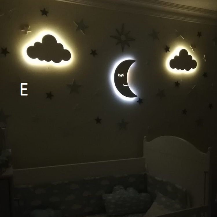 Nursery wall light wooden baby room lighting baby boy room Etsy