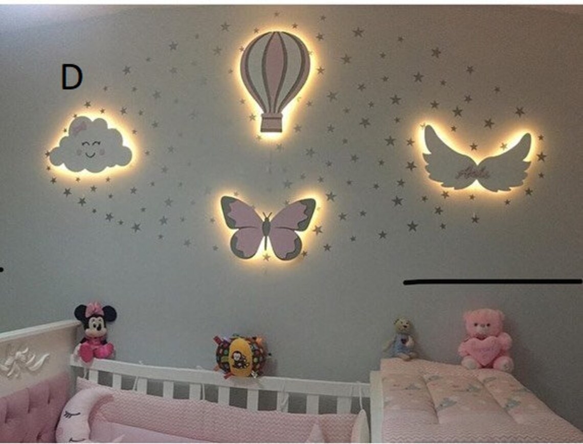 Childrens nightlight baby bedroom wall light wooden nursery Etsy