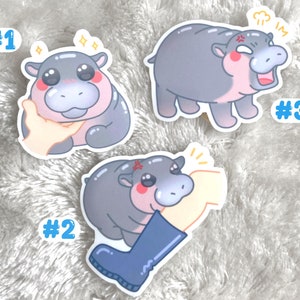 MOO DENG STICKER pack cute Hippo kawaii Sticker Set Meme Laptop Sticker Animal Moodeng Vinyl Phone coquette Viral Funny Stickers