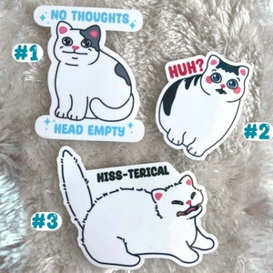 FUNNY CAT MEME Sticker Set Kawaii Art Cute Cat Sticker regalo para amigo Funny Pun Huh Cat Waterbottle Laptop impermeable pegatina dibujo gatito