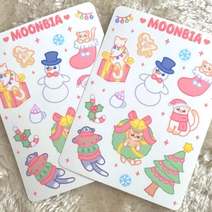 Hoja de pegatinas Navidad Lindo kawaii Hoja de pegatinas Invierno Gatos Animal Pegatina Árbol de Navidad Muñeco de nieve Bullet Journal Scrapbook Planner Pegatina