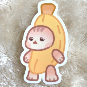 Autocollant chat meme autocollant kawaii banane chat drôle autocollant vinyle découpé autocollant banane costume mignon autocollant girly chatons chaton autocollant amusant