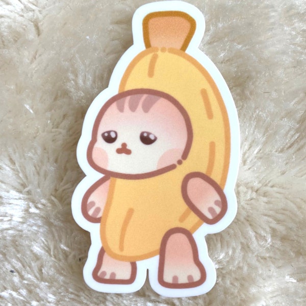 Sticker cat meme sticker kawaii banana cat funny Sticker Vinyl Die-Cut Sticker Banana Costume cute Sticker girly kitties kitten sticker fun