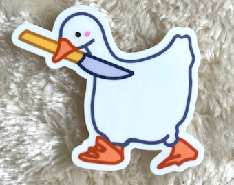 Sticker Duck knife vinyl Sticker cute kawaii Sticker funny Sticker ducks Tablet Sticker Waterbottle Kindle Sticker Scrapbook ipad waterproof