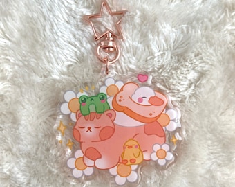 Kawaii Animals Keychain - Duck, Cat, Frog, Chicken - Acrylic Charm Accessory - Cute Japanese Style Gift - Cute Accessory Keyring - Daisy
