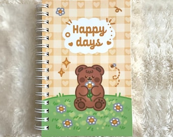 Spiral Bound kawaii Notebook cute Journal 200 pages cozy bear daisy Scrapbook Bullet Journal Planner girlfriend gift Pocket Notebook School