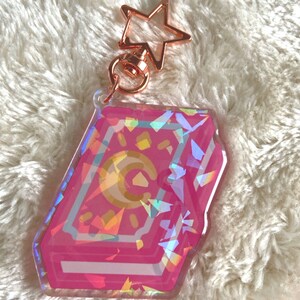 Keychain Magic Book Kawaii Magical Girl Anime Style Acryl Charm Epoxy Holographic Gift Keyring Accessoires Magical Charm Spellbook Moon Bild 3