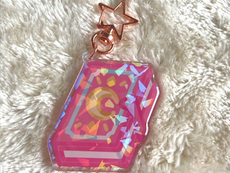 Keychain Magic Book Kawaii Magical Girl Anime Style Acryl Charm Epoxy Holographic Gift Keyring Accessoires Magical Charm Spellbook Moon Bild 3