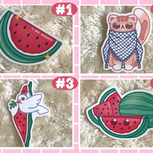 PALESTINA Watermeloen Waterdichte Sticker - Onderdeel van winst voor donatie - Laptop Vinyl Sticker Set Gaza Protest Tablet kawaii Cute Sticker Pack