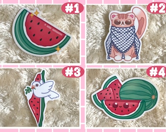 PALESTINE Watermelon Waterproof Sticker -Part of Profit for Donation - Laptop Vinyl Sticker Set Gaza Protest Tablet kawaii Cute Sticker Pack