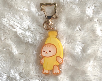 Keychain kawaii transparent acrylic funny Banana cat Meme Charm cute Kitty Animal Catlover Keychain gift kawaii Art Epoxy Kitty Cat gift