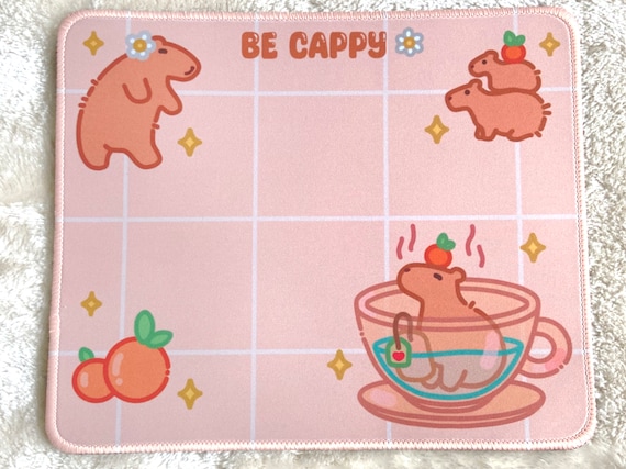 Mousepad kawaii Capybara cute Mouse Pad kawaii aesthetic cozy desk deco Mouse Pad girlfriend gift pc setup Mousepad office deco Orange daisy