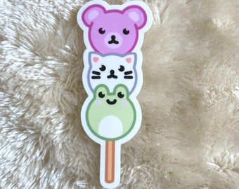 Japanese Sweets Sticker kawaii food Journaling Laptop Vinyl Sticker Phone Sticker Dango Frog Cat Bear Waterbottle gift Mochi Korean Die-Cut
