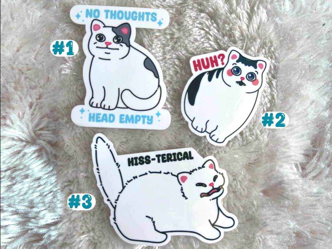 FUNNY CAT MEME Sticker Set Kawaii Art Cute Cat Sticker Gift for Friend ...