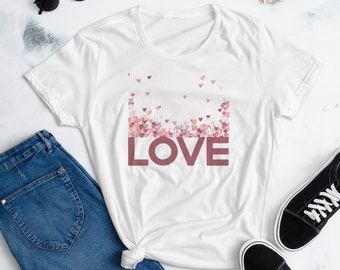 Love T-shirt Hearts T-shirt Gift For Her T-shirt Valentines Gift Women's short sleeve t-shirt