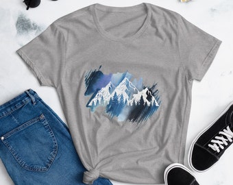 Mountains Hiking T-shirt Nature Travel T-shirt Gift For Her Women's short sleeve t-shirt