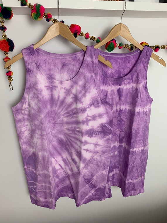 Purple Tie Dye Cotton Vest: Boho Hippie Style, Plus Size