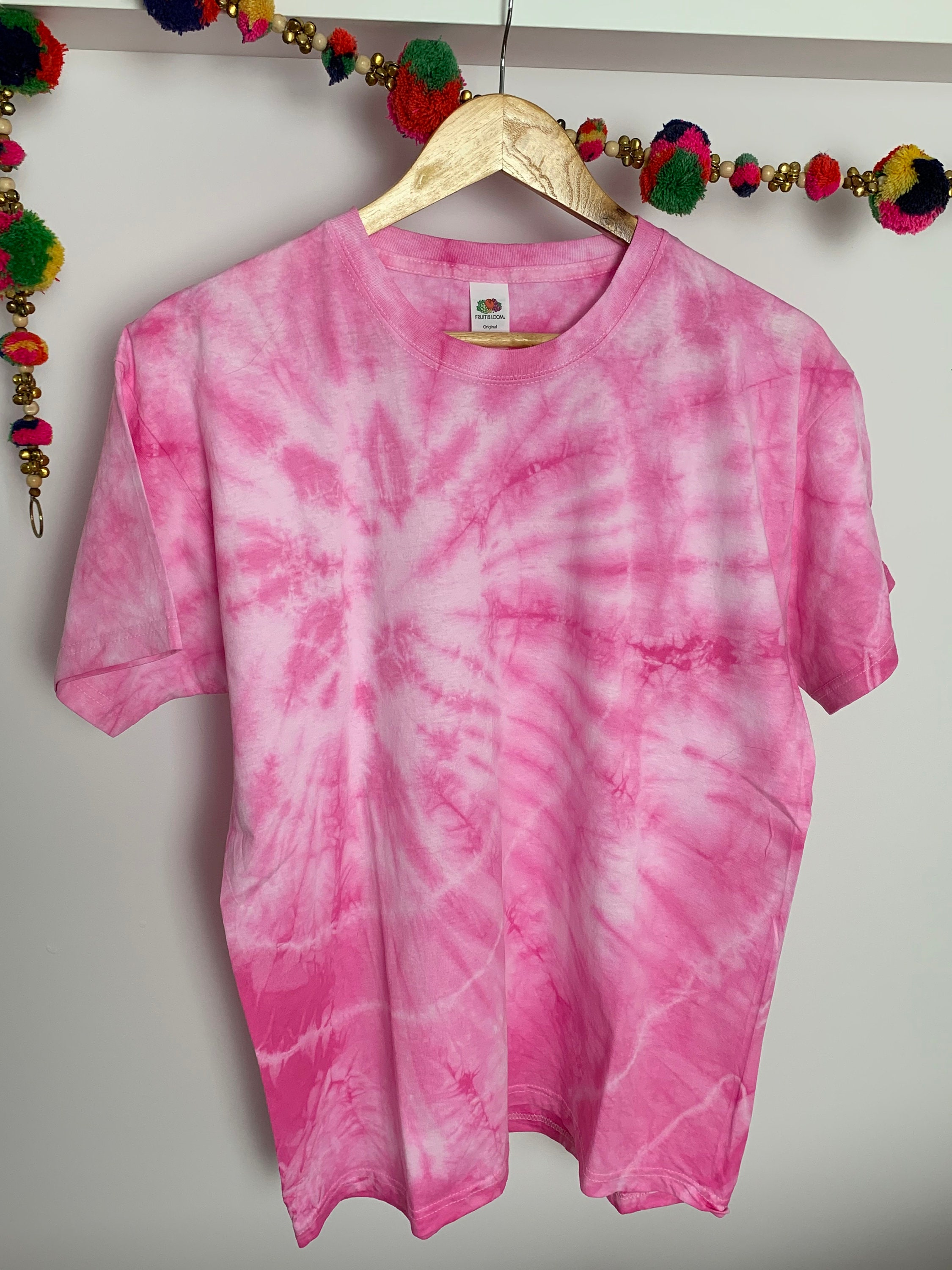 Bright Pink Tshirt Tie Dyed Short Sleeved Relaxed Fit Etsy