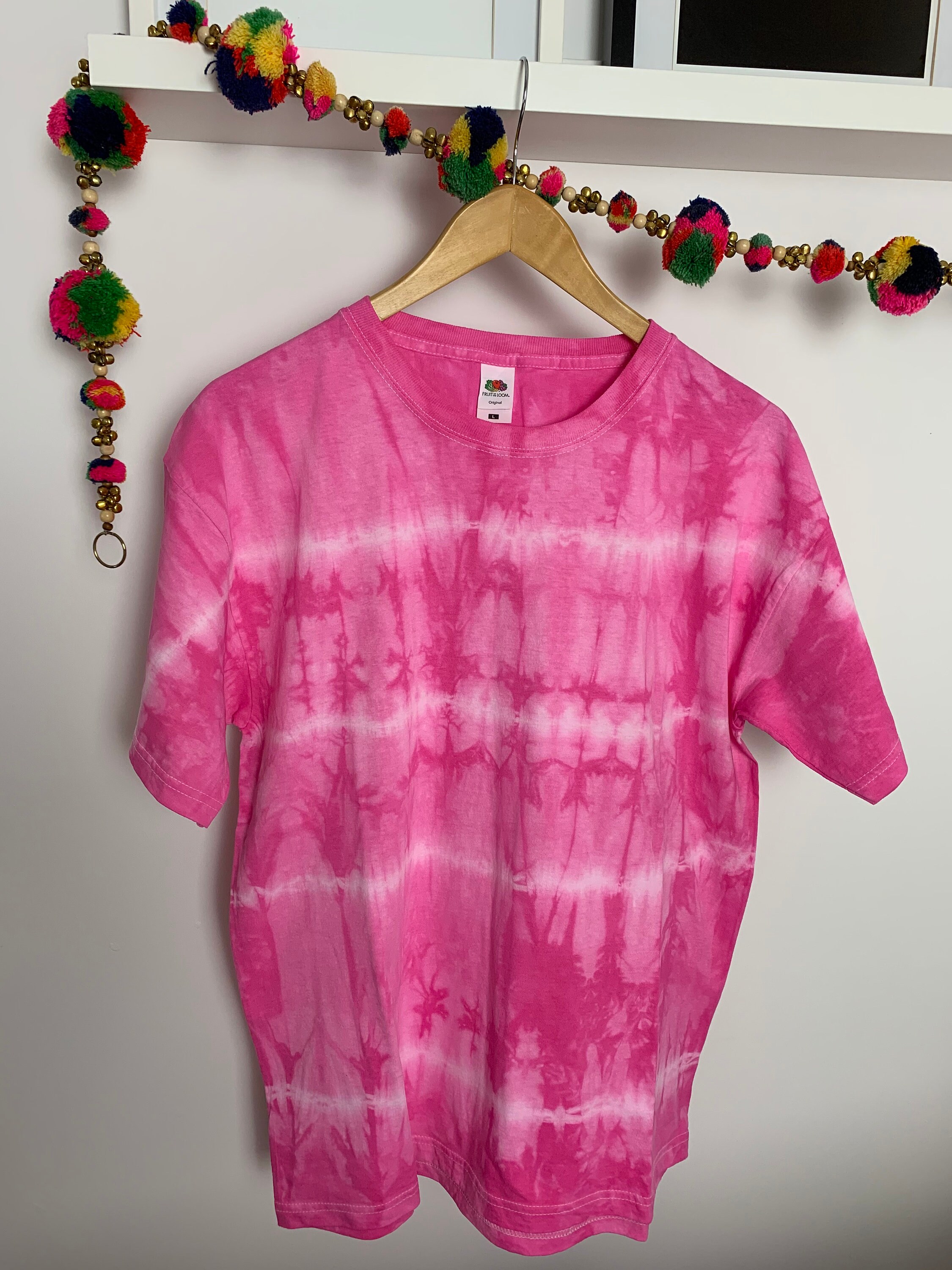 Bright Pink Tshirt Tie Dyed Short Sleeved Relaxed Fit Etsy