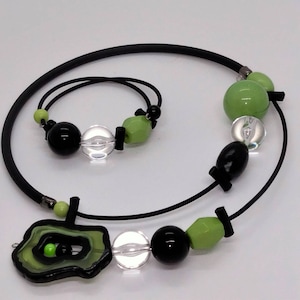 Contemporary acrylic beads and silicon cord jewelry set