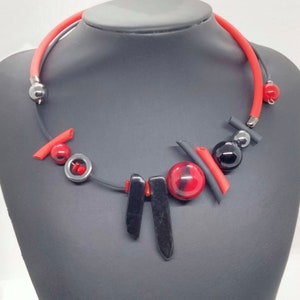 Red and black silicon cord necklace