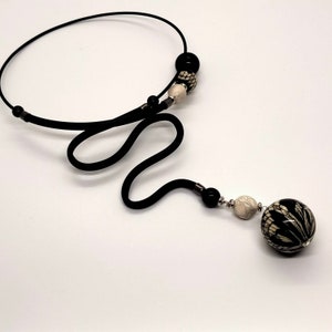 Contemporary black silicon cord  charm necklace