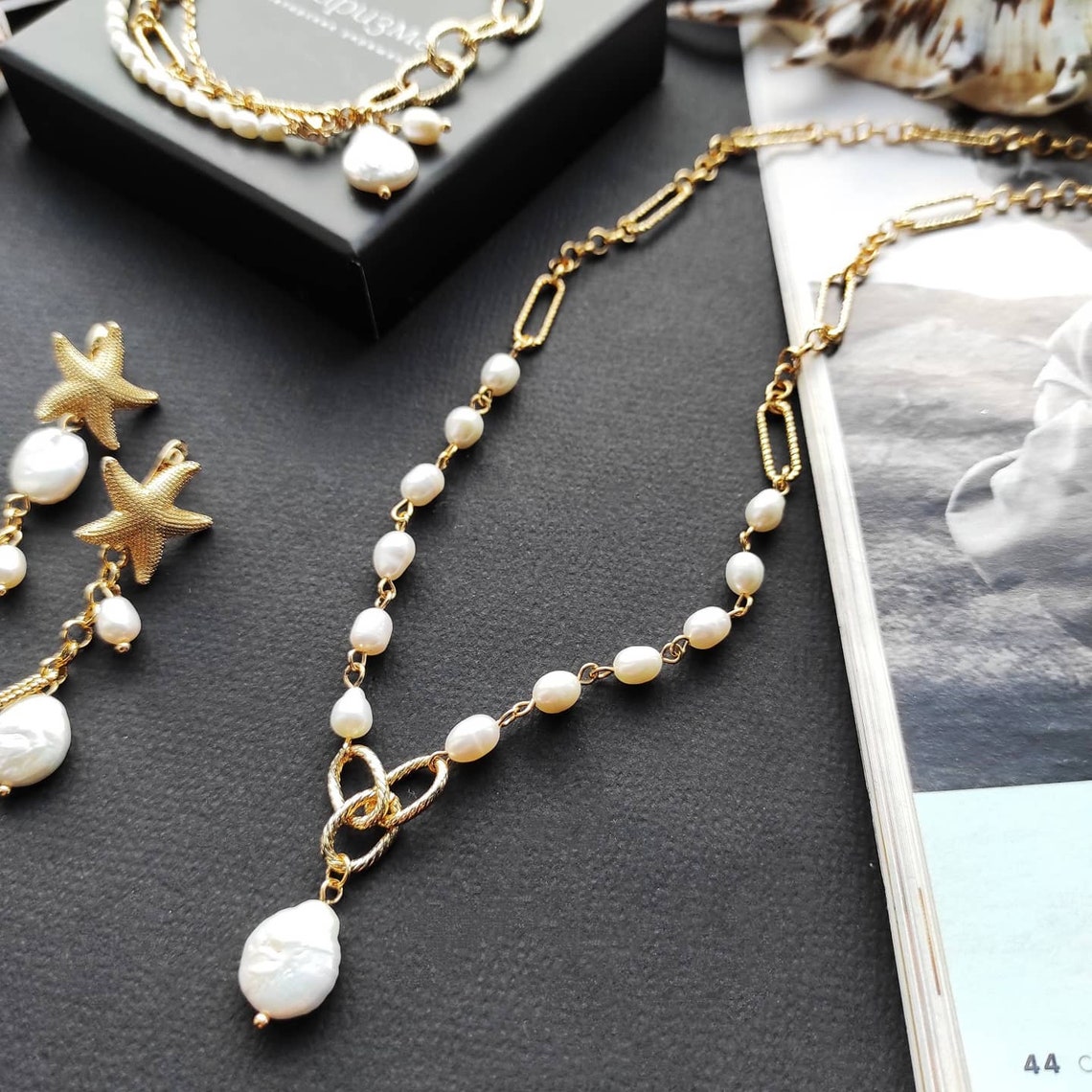 Real pearl necklace bridal jewelry . Pearl pendant necklace Etsy