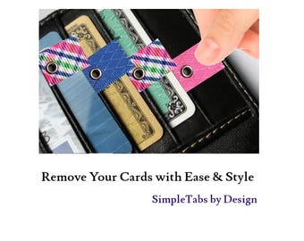 Tiradores de tarjetas de crédito hechos a mano: organizador de cartera, sujetauñas largas - Diseño preppy