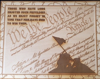 Iwo Jima Flag Raising - Laser Cut Constitution Engraving (SVG, PNG, PDF)