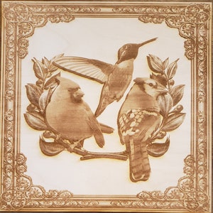 Birds Wall Art 1 | Glowforge Laser Ready Files | Digital Download | Wood Engrave | SVG | PNG | Gifts | Art | Nature