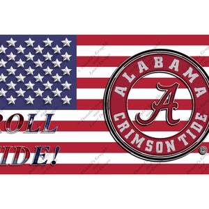 Alabama Crimson Tide Flag Colored Digital Download |  Digital Prints | Sublimation Designs | Cricut |  SVG | PNG | Silhouette | Gifts