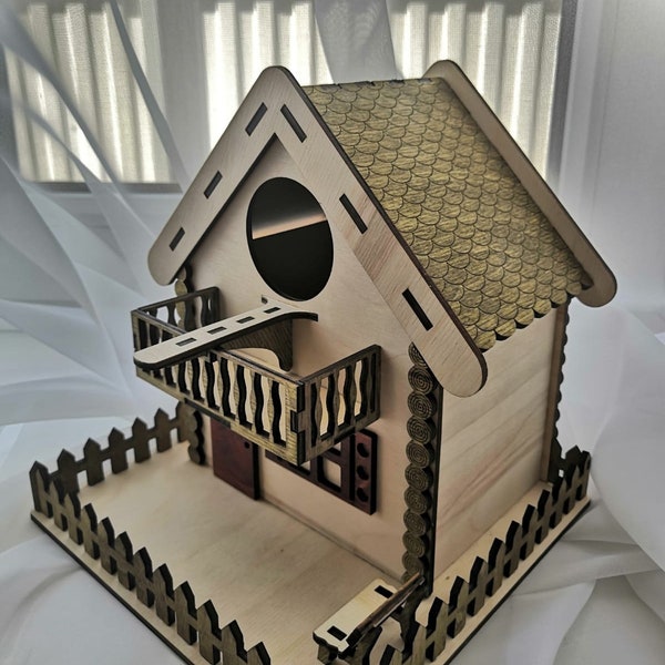 Bird House #1 Contemporary | Laser Cut Files | Glowforge Laser Ready Files | Digital Download | Wood Engrave | SVG