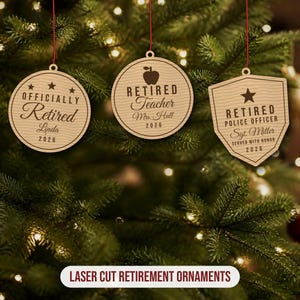 Retirement Ornament SVG Bundle, 10 Laser Cut Retirement Gifts, Retired Teacher, Nurse, Firefighter, Police, 911 Dispatcher, Veteran
