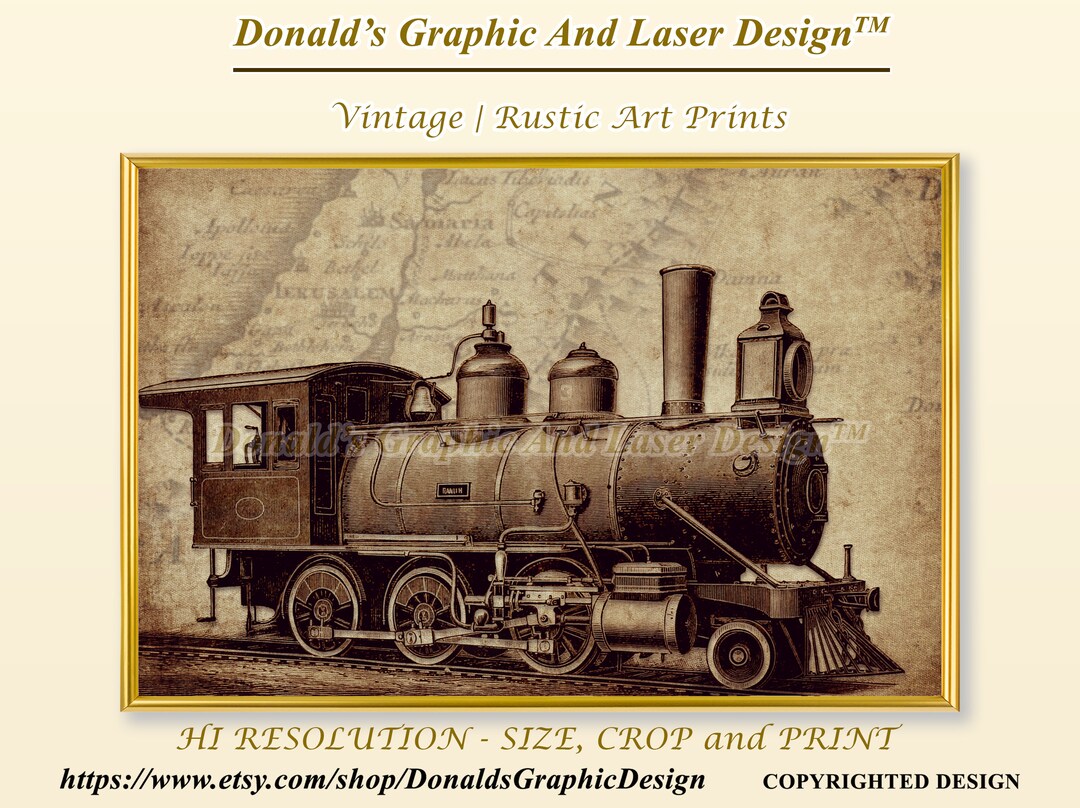 Vintage Locomotive Art Print | Antique Train Wall Decor (digital ...